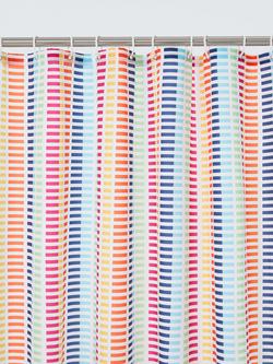 John Lewis Multi Stripe Recycled Polyester Shower Curtain, Rainbow - view 2, Rainbow