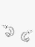 Tutti & Co Braid Double Row Curved Stud Earrings, Silver