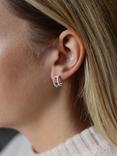 Tutti & Co Braid Double Row Curved Stud Earrings, Silver