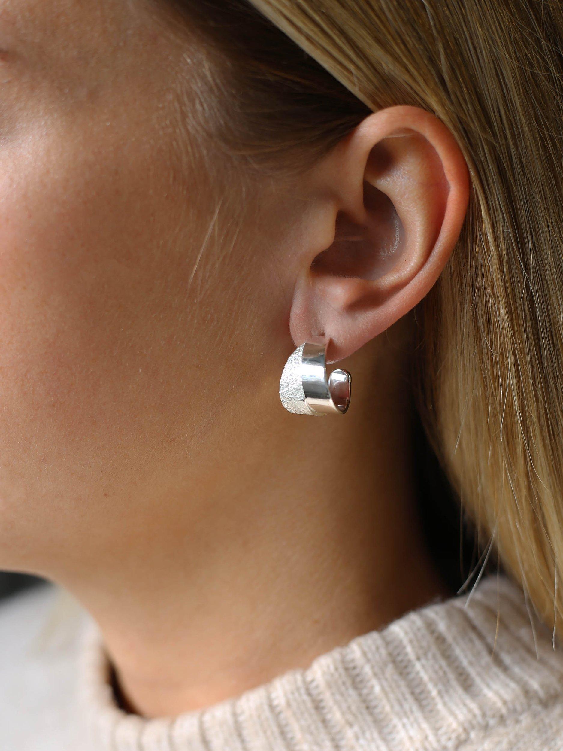 Product image 2 of 4, which shows Tutti & Co Reflect Textured Demi Hoop Earrings, Silver