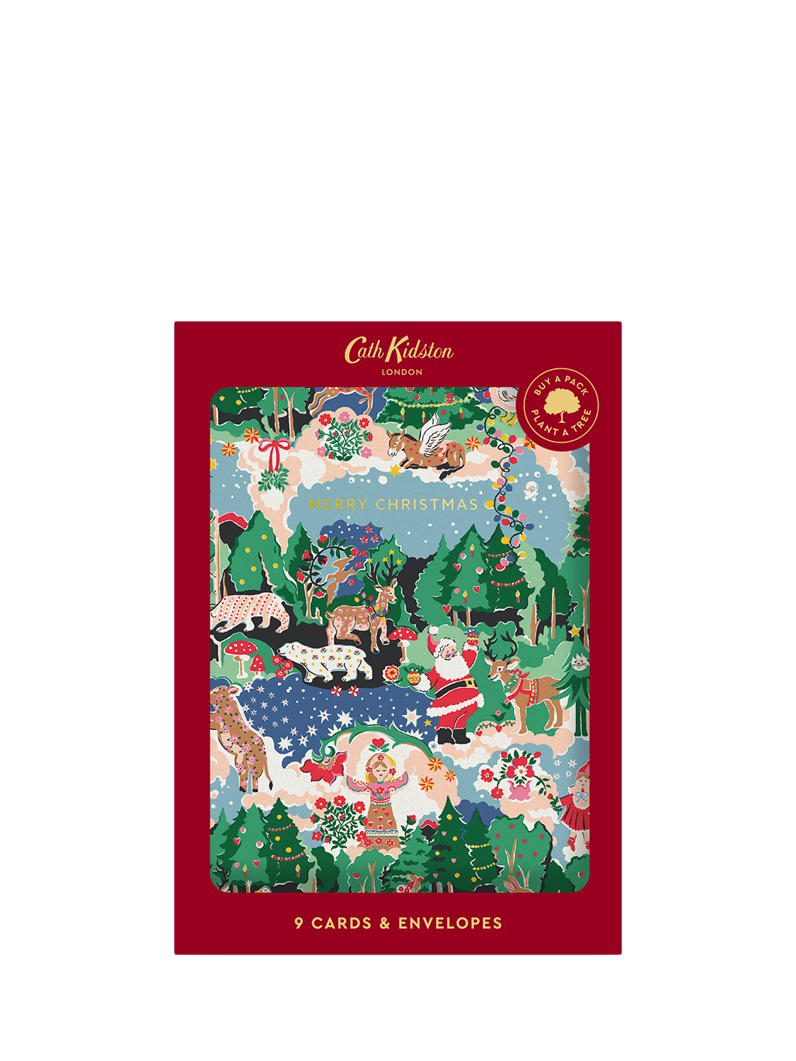Cath Kidston Santa/Tree/Print Christmas Cards, Pack of 9