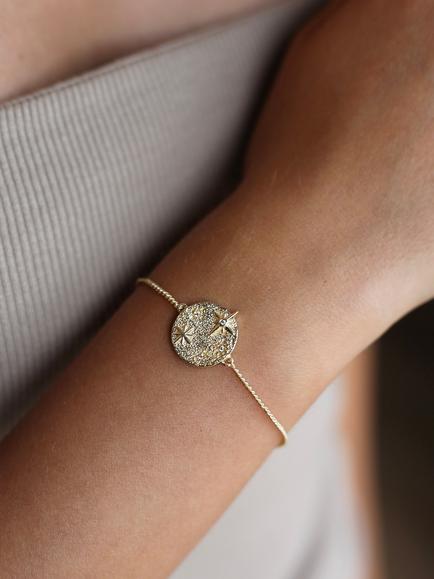 Tutti Destiny Cubic Zirconia Star Disc Chain Bracelet, Gold - view 2, Gold