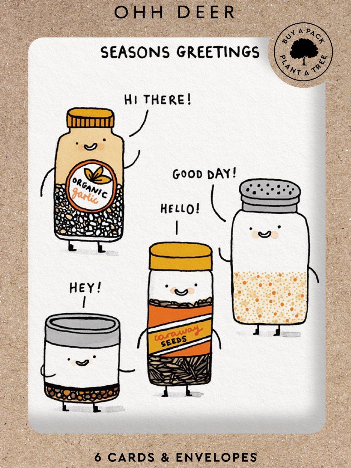 Ohh Deer Comedy Spices Christmas Cards, Pack of 6