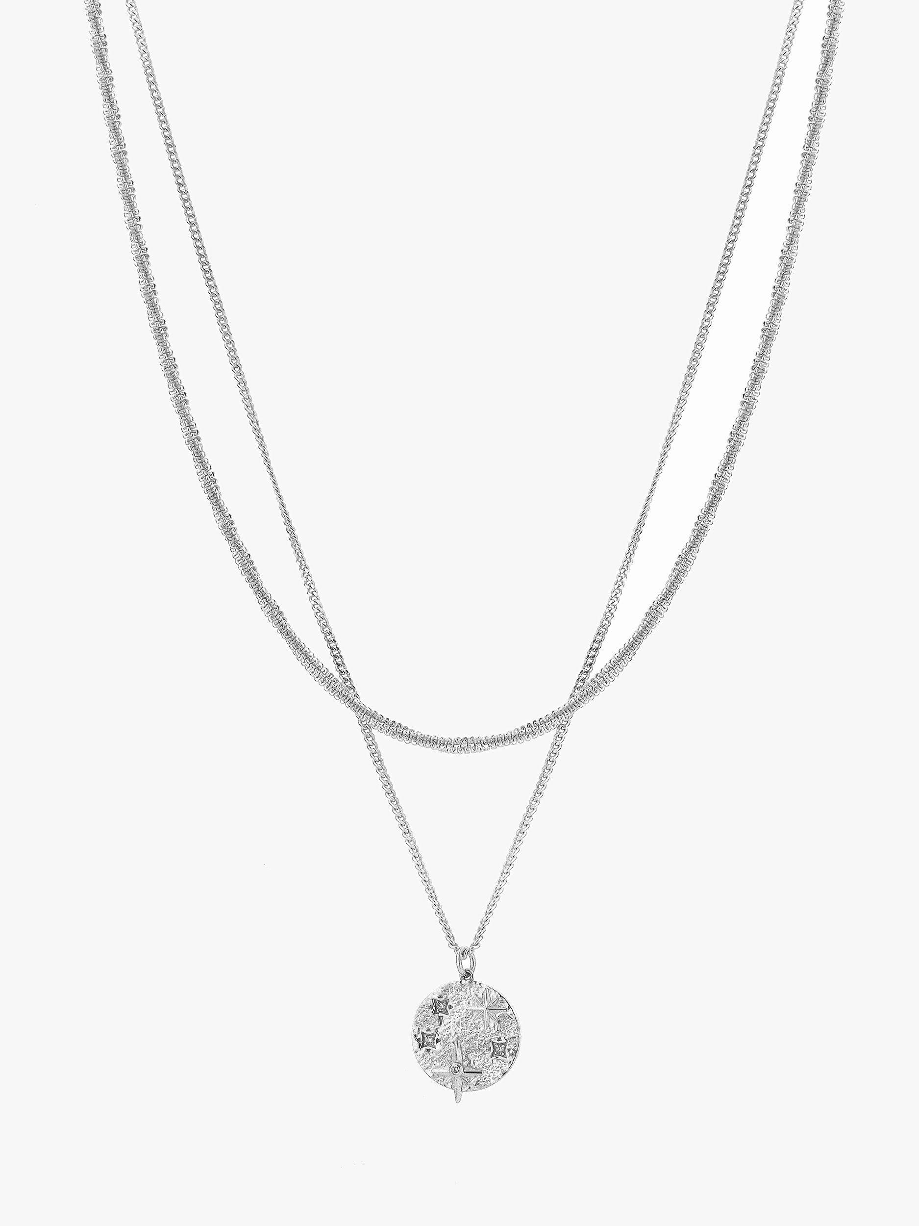 Product image 1 of 3, which shows Tutti & Co Destiny Cubic Zirconia Star Layered Necklace, Silver