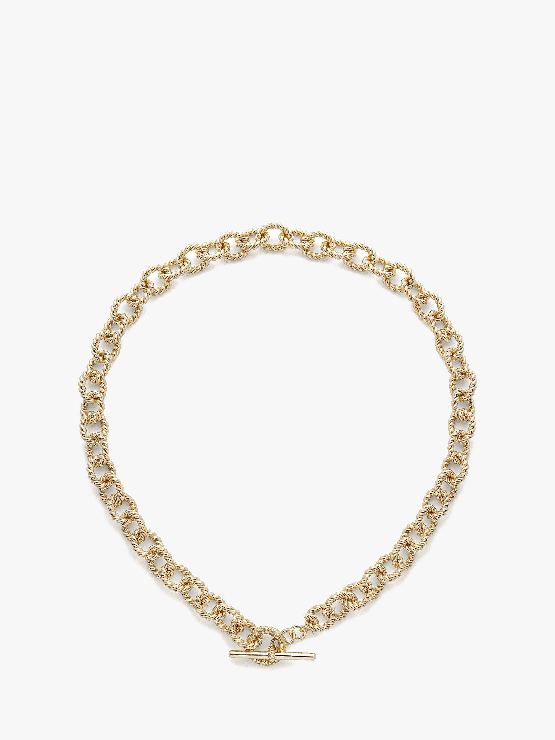 Tutti & Co Chunky Twist T-Bar Chain Necklace, Gold