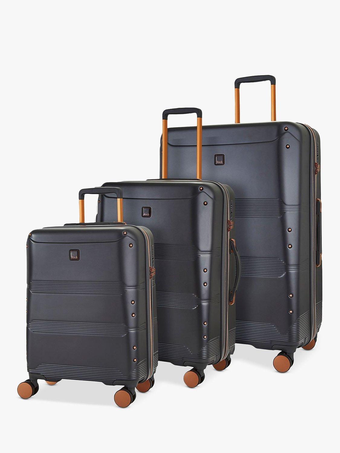 Rock Mayfair 8-Wheel Hard Shell Suitcase, Set of 3, Charcoal