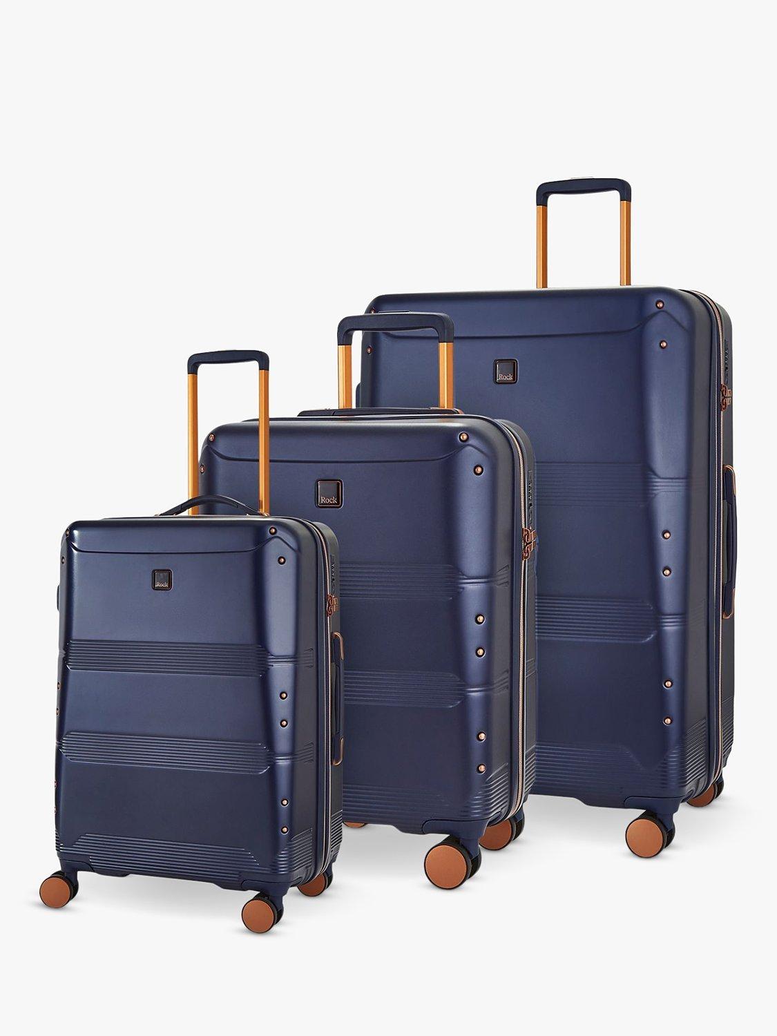 Rock Mayfair 8-Wheel Hard Shell Suitcase, Set of 3, Navy
