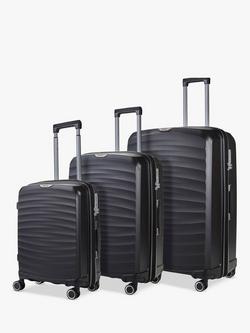 Rock Sunwave 8-Wheel Expandable Hard Shell Suitcase, Set of 3, Black