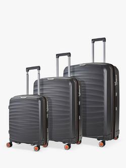 Rock Sunwave 8-Wheel Expandable Hard Shell Suitcase, Set of 3, Charcoal