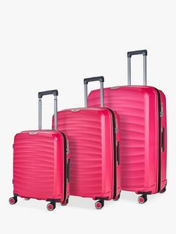 Rock Sunwave 8-Wheel Expandable Hard Shell Suitcase, Set of 3, Pink