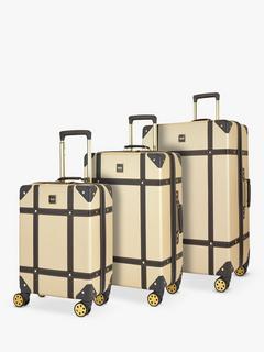 Rock Vintage 8-Wheel Hard Shell Suitcase, Set of 3, Gold