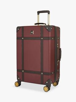Rock Vintage 8-Wheel 68cm Medium Suitcase, Burgundy