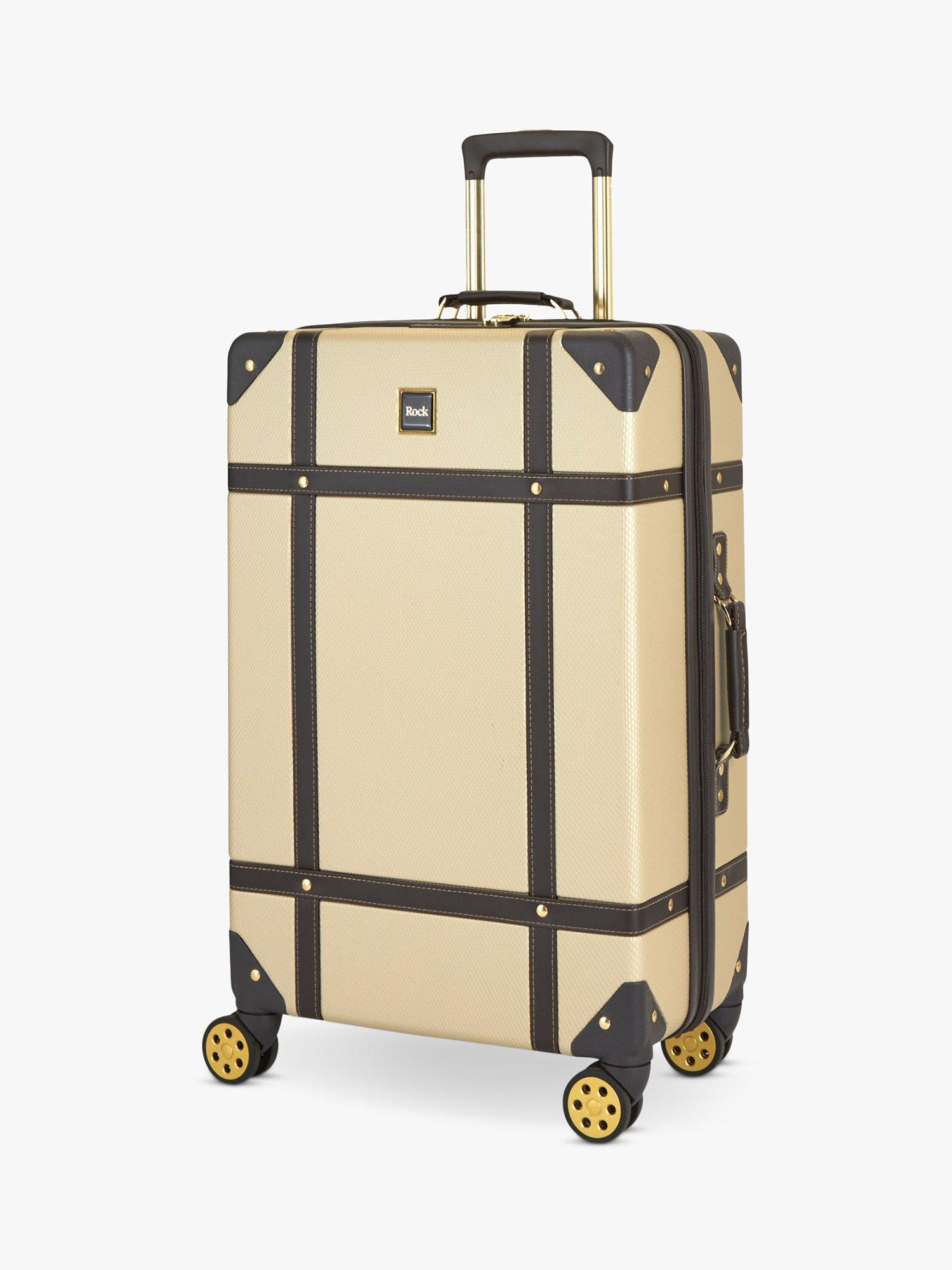 Rock Vintage 8 Wheel 68cm Medium Suitcase Gold