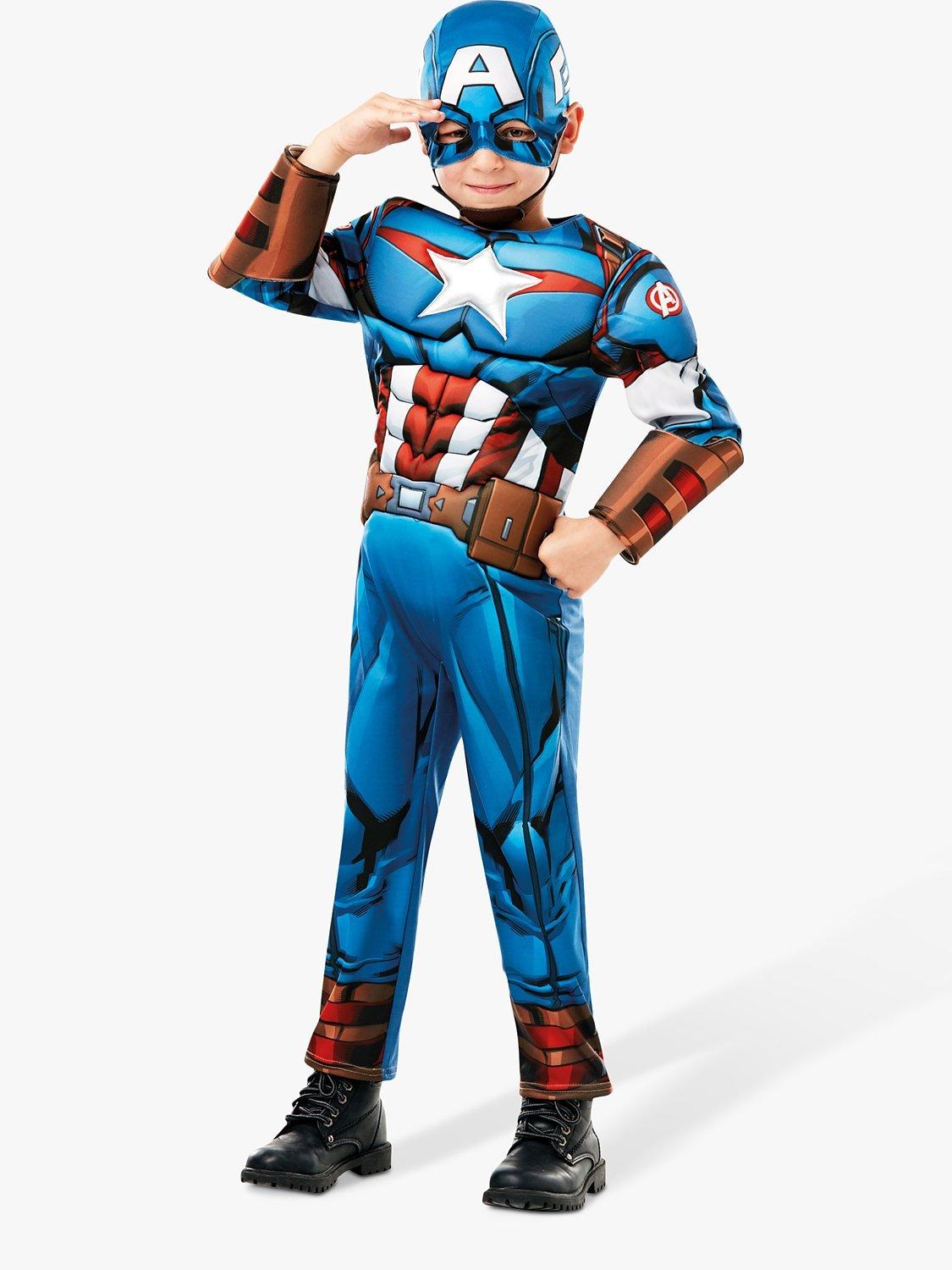 Marvel Kids' Deluxe Captain America Costume, Blue/Multi