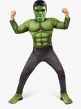 Marvel Kids' Deluxe Hulk Costume, Green/Multi