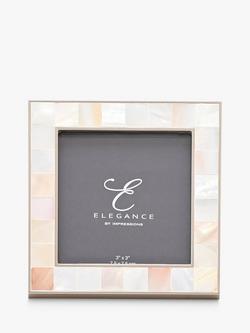 Impressions Elegance Mother of Pearl Photo Frame, 3 x 3" (8 x 8cm), White - view 2, White
