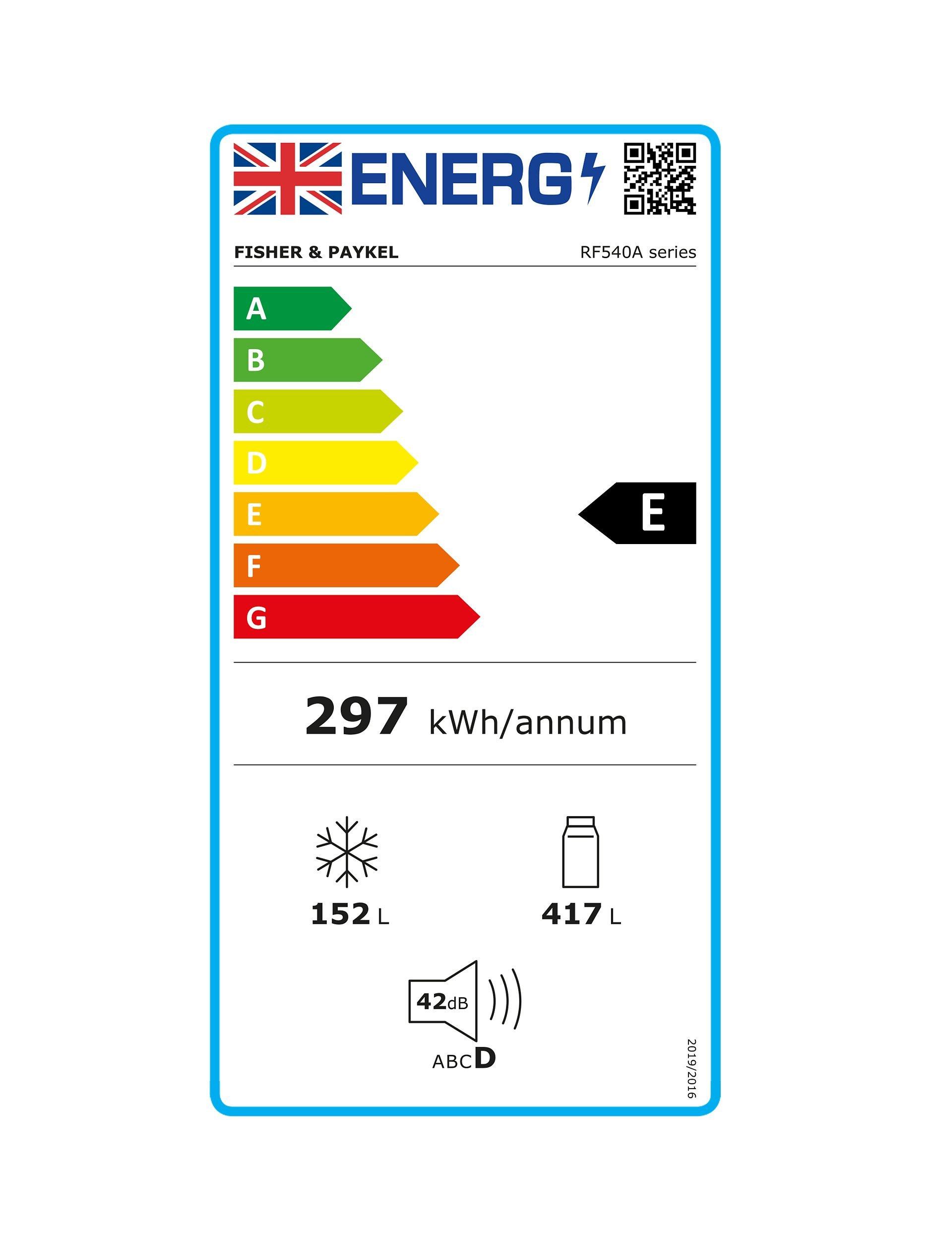 This item is rated E for energy efficiency on a scale from A (most efficient) to G (least efficient).