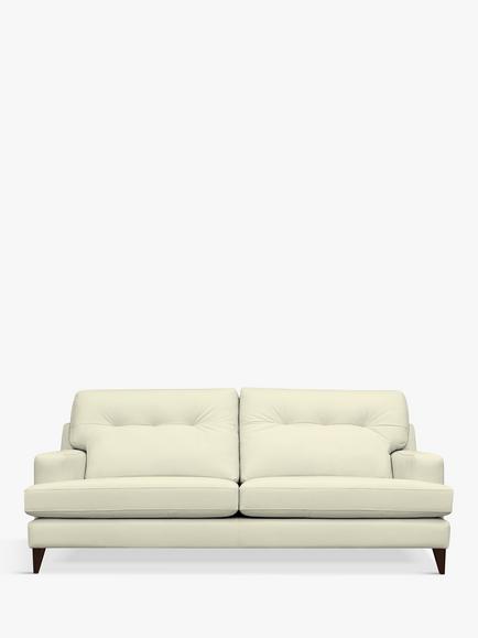 G Plan Vintage Seventy Two Large 4 Leather Seater Sofa, Dark Leg, Cambridge Chalk