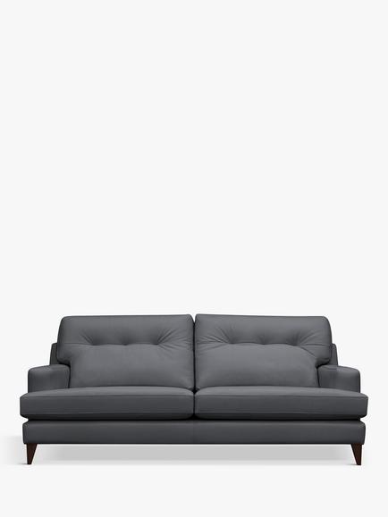 G Plan Vintage Seventy Two Large 4 Leather Seater Sofa, Dark Leg, Cambridge Petrol Blue