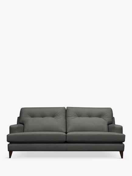 G Plan Vintage Seventy Two Large 4 Leather Seater Sofa, Dark Leg, Cambridge Slate
