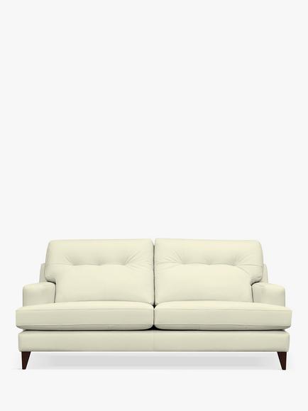G Plan Vintage Seventy Two Medium 3 Seater Leather Sofa, Dark Leg, Cambridge Chalk
