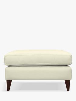 G Plan Vintage The Seventy Two Leather Footstool, Dark Leg, Cambridge Chalk