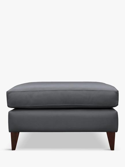 G Plan Vintage The Seventy Two Leather Footstool, Dark Leg, Cambridge Petrol Blue