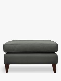G Plan Vintage The Seventy Two Leather Footstool, Dark Leg, Cambridge Slate