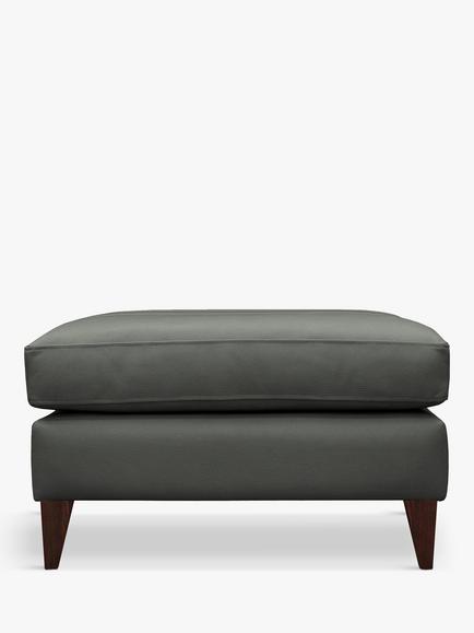 G Plan Vintage The Seventy Two Leather Footstool, Dark Leg, Cambridge Slate