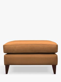 G Plan Vintage The Seventy Two Leather Footstool, Dark Leg, Cambridge Tan