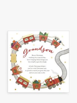Woodmansterne Grandson Train Christmas Card, Multi