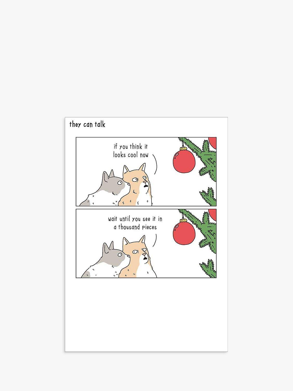 Woodmansterne Two Cats looking at Baubles Christmas Card
