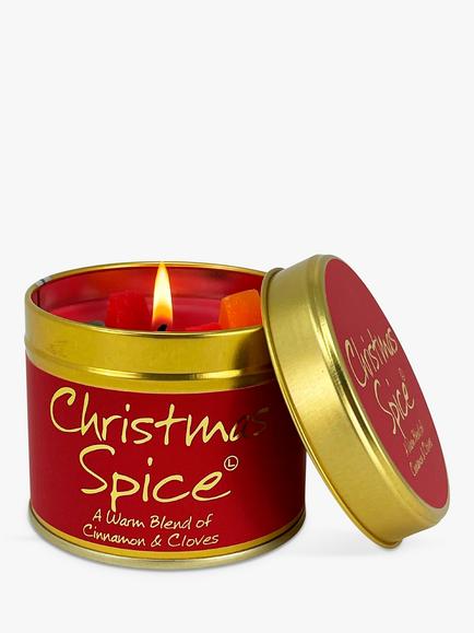 Lily-flame Christmas Spice Tin Scented Candle, 250g, Red