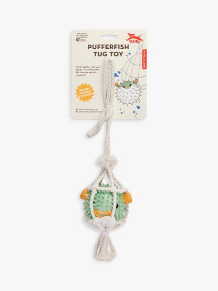 Kikkerland Pufferfish 2-in-1 Tug Dog Toy, Multi - view 2, 