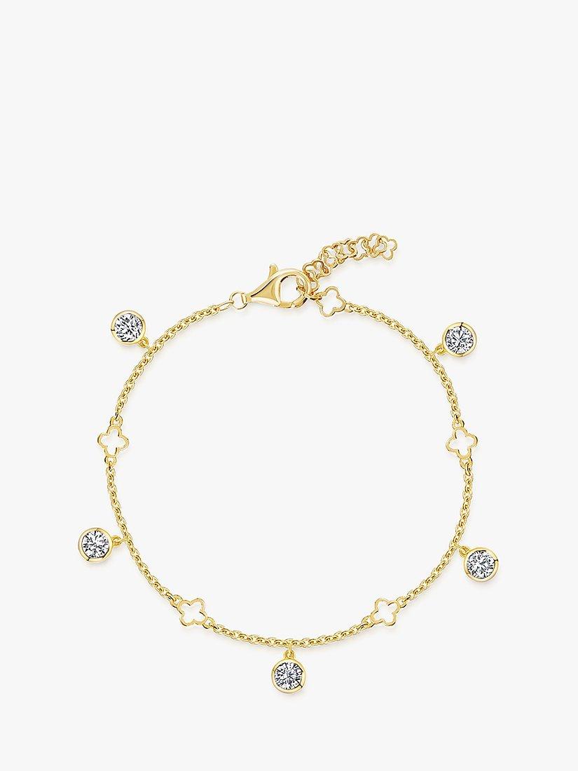 Product image 1 of 5, which shows Jools by Jenny Brown Clover and Cubic Zirconia 5 Charm Bracelet, Gold