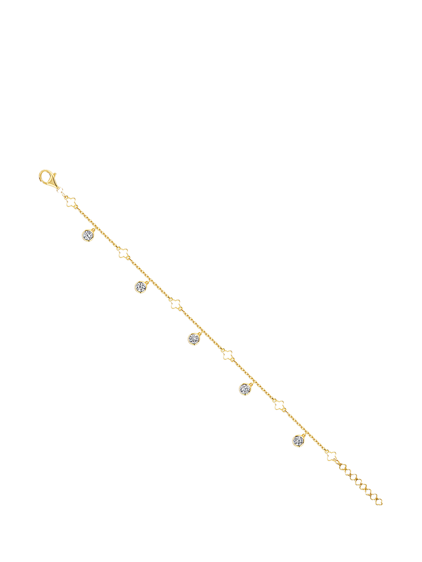 Product image 4 of 5, which shows Jools by Jenny Brown Clover and Cubic Zirconia 5 Charm Bracelet, Gold