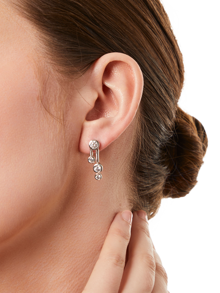 Jools by Jenny Brown 2 Line Bubble Drop Earrings - view 2, Silver