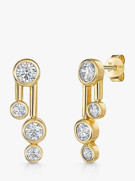 Jools by Jenny Brown 2 Line Bubble Drop Earrings, Gold