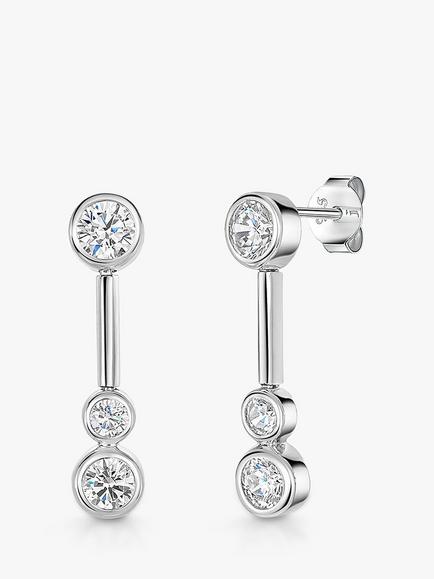 Jools by Jenny Brown 3 Stone Bubble Drop Earrings, Silver