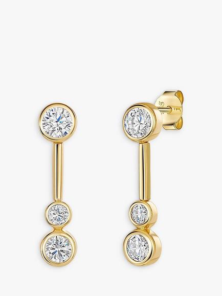 Jools by Jenny Brown 3 Stone Bubble Drop Earrings, Gold