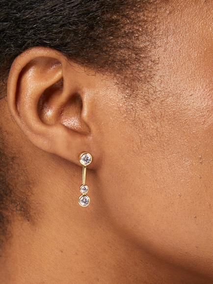 Jools by Jenny Brown 3 Stone Bubble Drop Earrings - view 2, Gold
