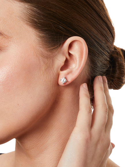 Jools by Jenny Brown Cubic Zirconia Stud Earrings, Silver - view 2, Silver