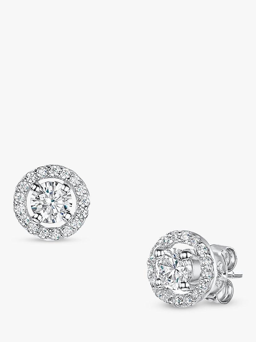 Product image 1 of 4, which shows Jools by Jenny Brown Cubic Zirconia Halo Stud Earrings, Silver