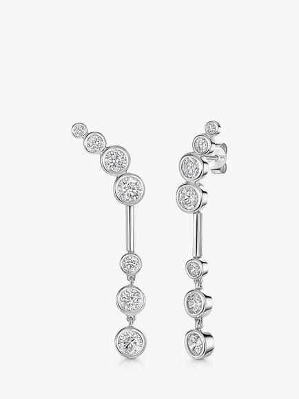 Jools by Jenny Brown 7 Cubic Zirconia Bubble Drop Earrings, Silver