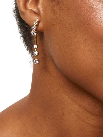 Jools by Jenny Brown 7 Cubic Zirconia Bubble Drop Earrings - view 2, Gold