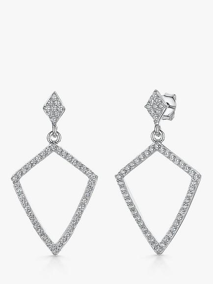 Jools by Jenny Brown Art Deco Cubic Zirconia Drop Earrings, Silver, Silver