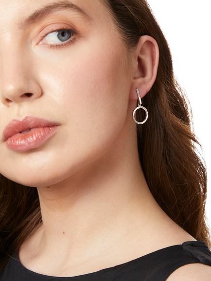Jools by Jenny Brown Cubic Zirconia Circle Drop Earrings, Silver - view 2, Silver