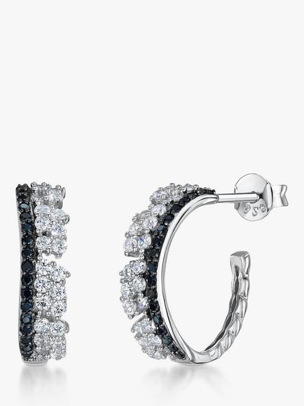 Jools by Jenny Brown Two Row Cubic Zirconia Hoop Earrings, Silver, Silver