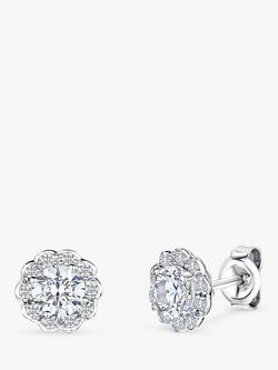 Jools by Jenny Brown Bubbly Cubic Zirconia Flower Studs, Silver, Silver