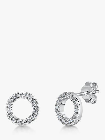 Jools by Jenny Brown Cubic Zirconia Circle Stud Earrings, Silver, Silver